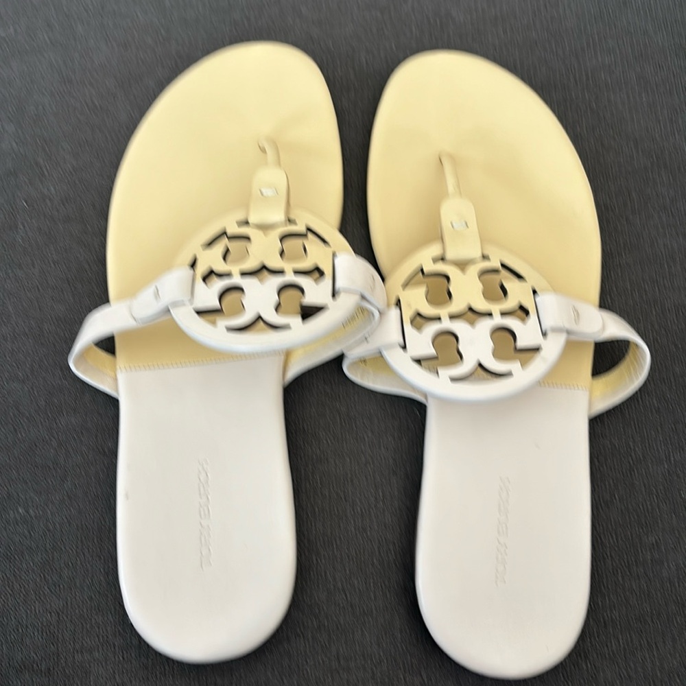 Gently used Tory Burch Colorblock sandal in Yellow/cream